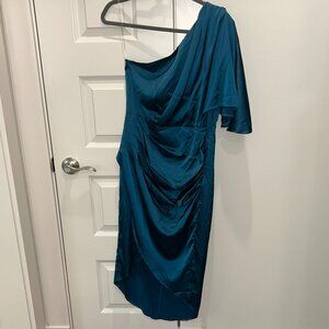 Andree By Unit Teal One Shoulder Dress